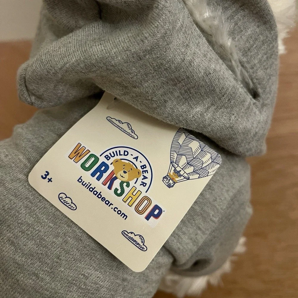 NWT Build A Bear  Workshop  Wooly Alpaca Plush Toy Cream & NWT Gray Hoodie‎